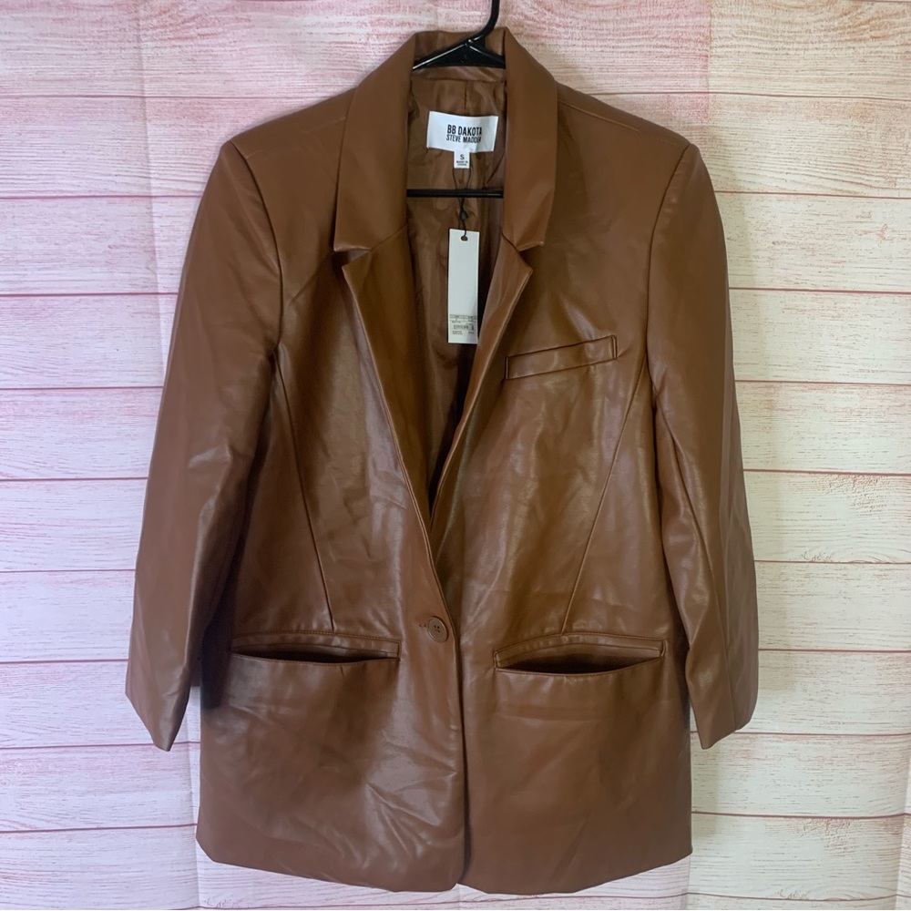 BB Dakota Steve Madden NWT Faux Leather Blazer‎ Jacket Size Small